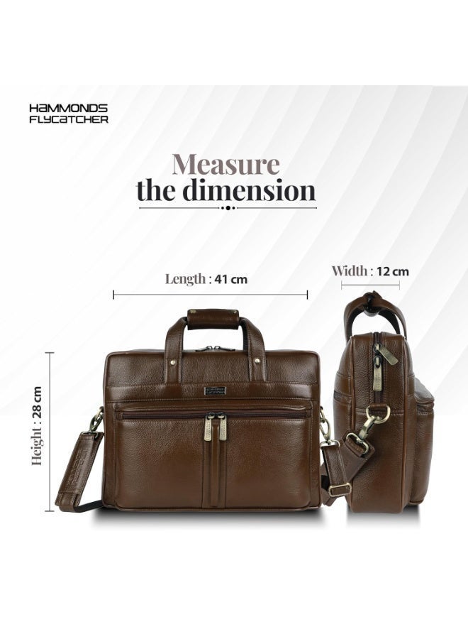  هاموندز فلاي كاتشر حقيبة لابتوب جلد طبيعي فاخرة للمكتب بحزام قابل للتعديل وجيوب متعددة تناسب لابتوب . بوصة ضمان سنة - Image 5